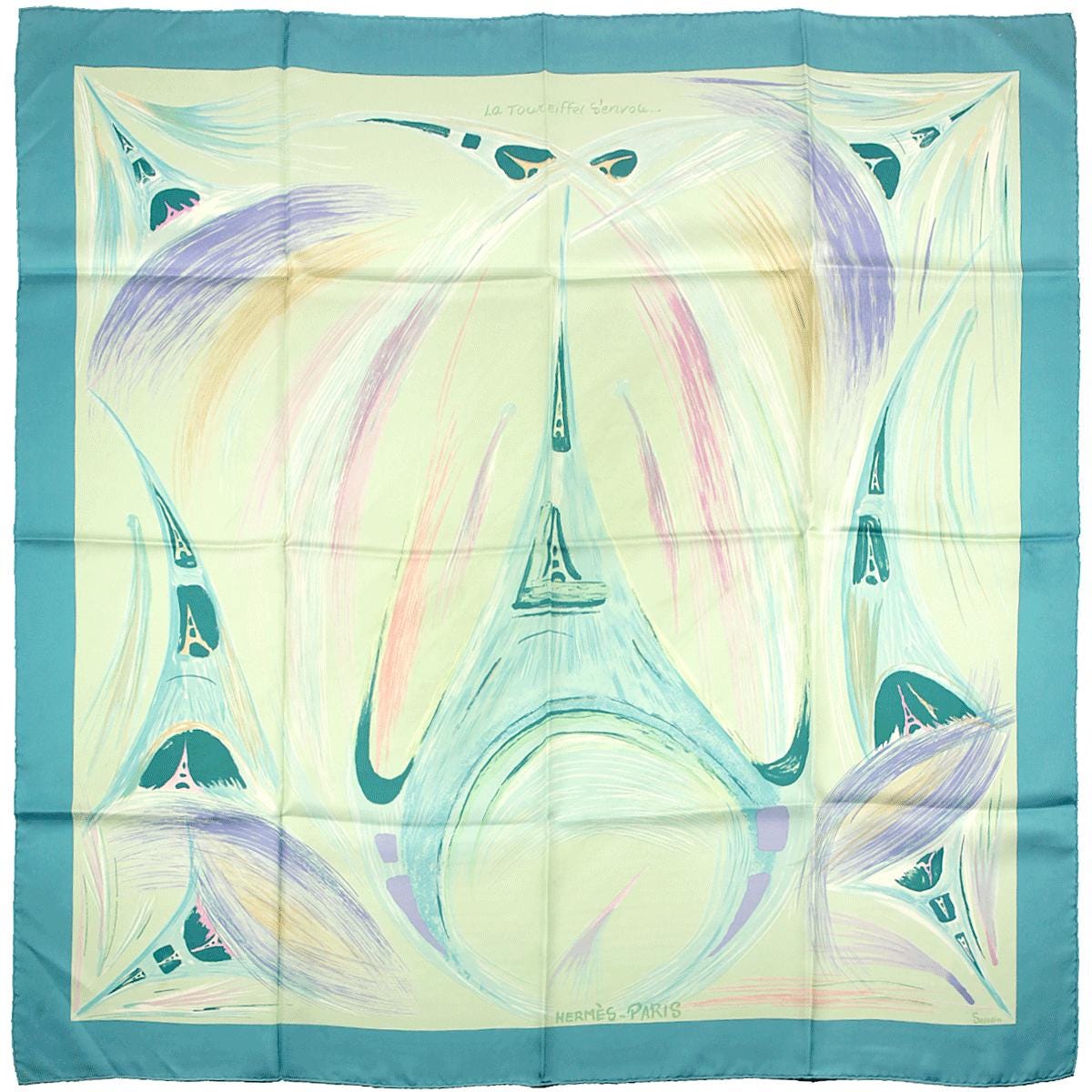 Hermes Scarf "La Tour Eiffel S'Envole" by Sefedin Kwumi 90cm Silk