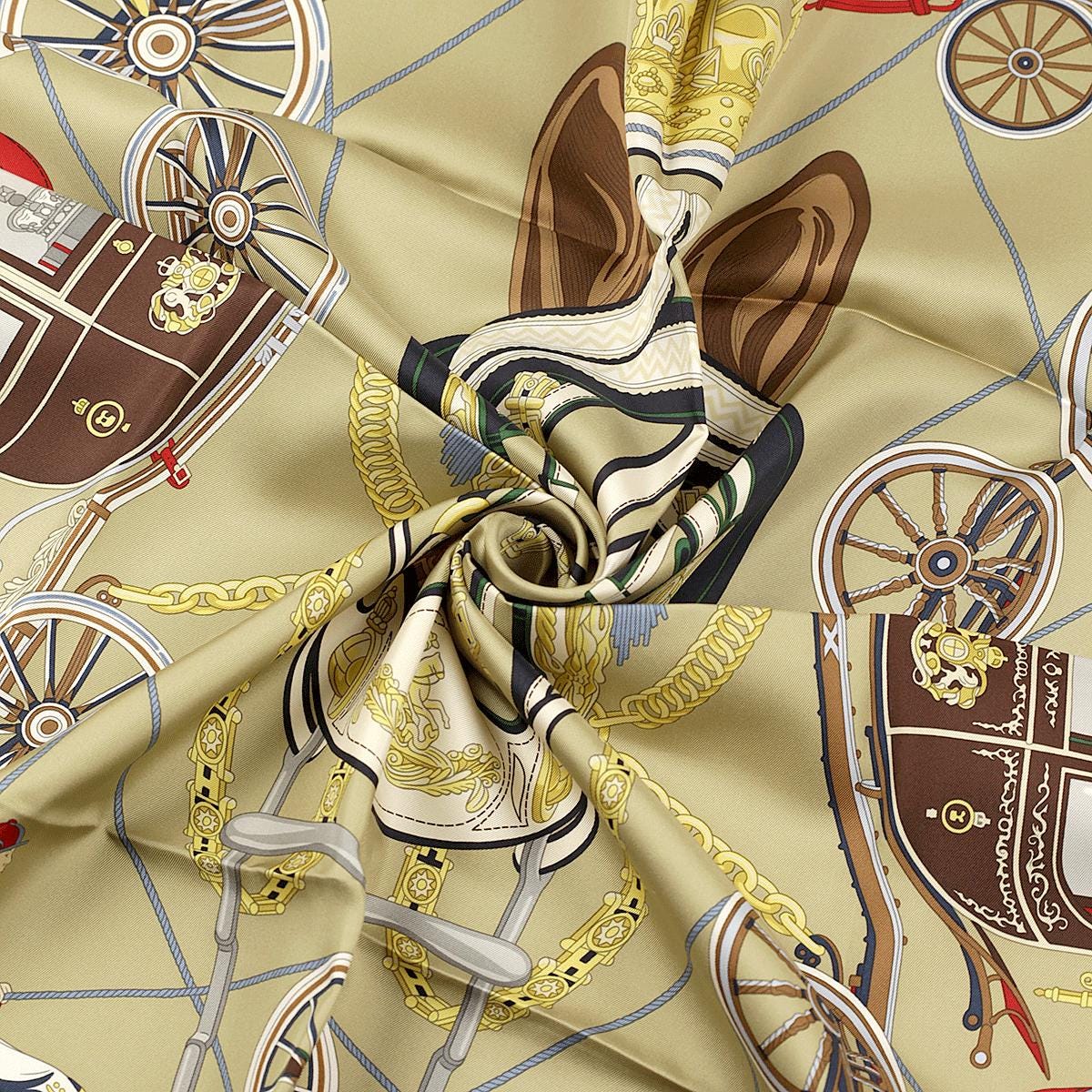 Hermes Scarf "Stately Wheels" by Stuart Patience 90cm Silk | NWT