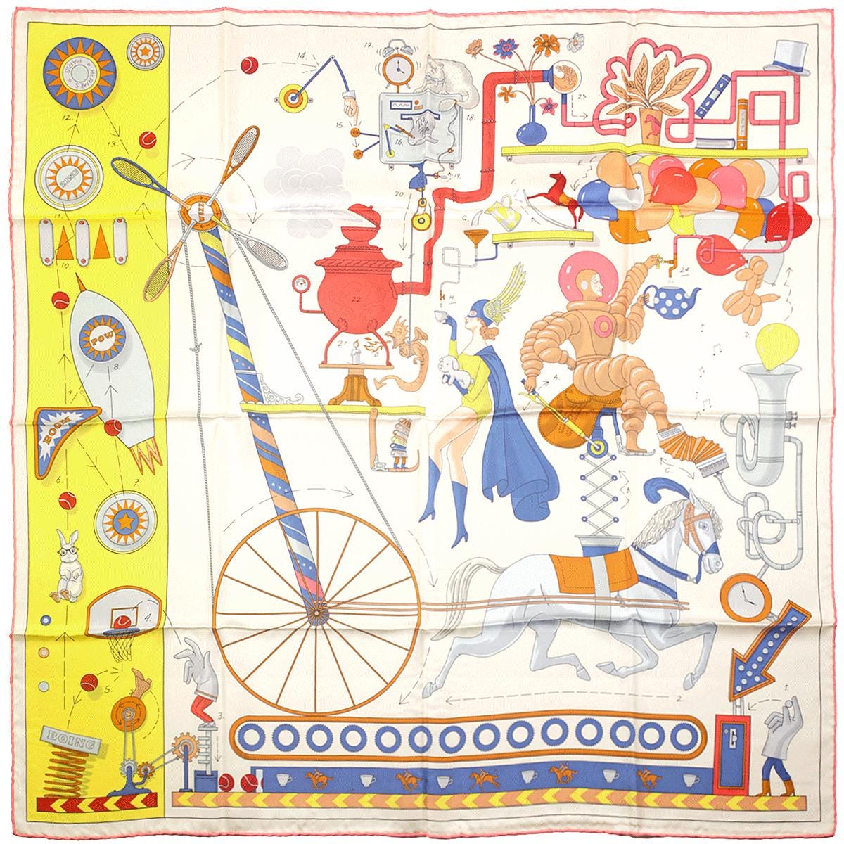 Hermes Scarf "Tea for Two" by Jonathon Burton 90cm Silk | Carre Foulard