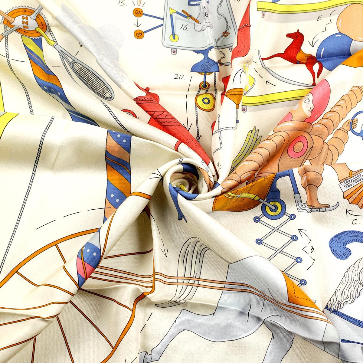 Hermes Scarf "Tea for Two" by Jonathon Burton 90cm Silk | Carre Foulard