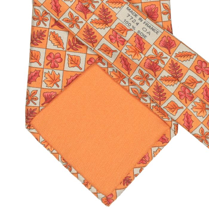 Hermes Men's Silk Tie Autumn Leaves Pattern 7724 | Necktie Cravate