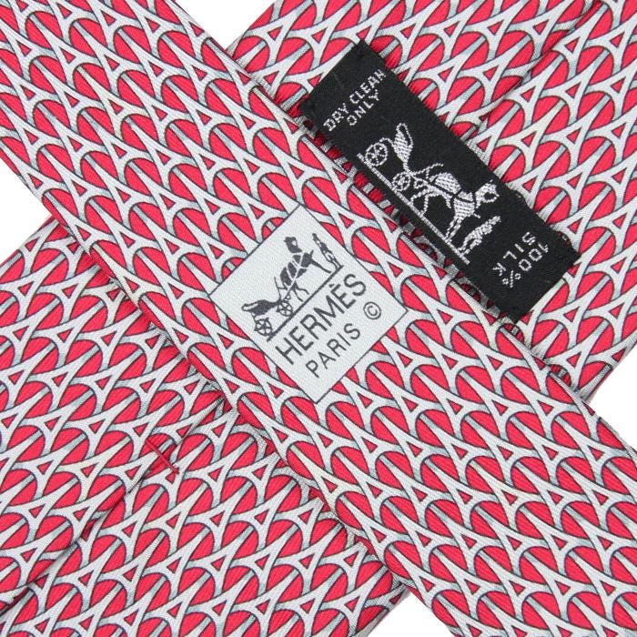Hermes Men's Silk Tie Geometric Eiffel Tower Pattern 5265 | Necktie Cravate
