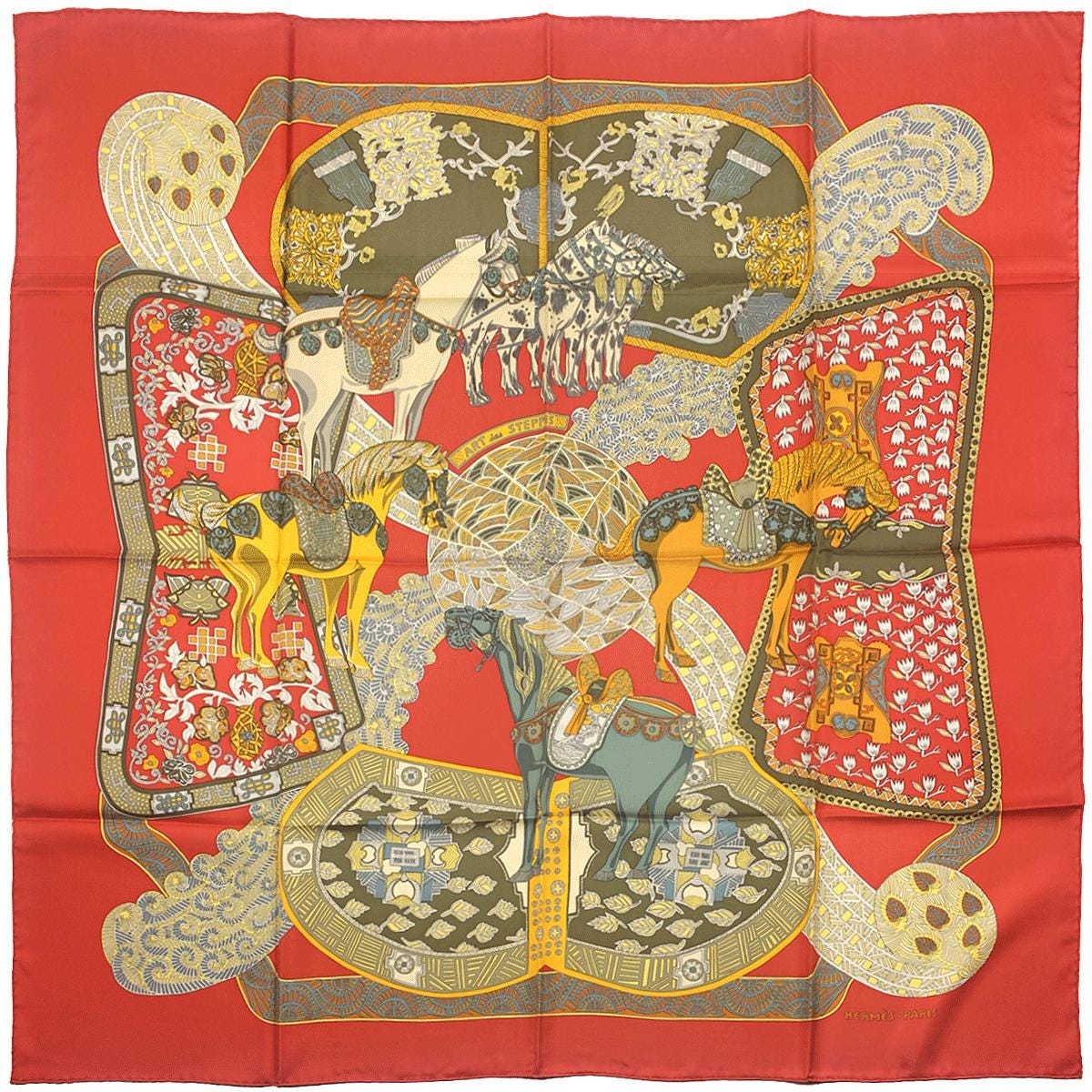 Hermes Scarf "Art des Steppes" by Annie Faivre 90cm Silk | Foulard Carre