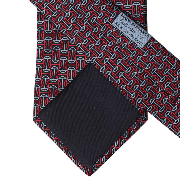 Hermes Men's Silk Tie Equestrian Geometric Pattern 605708 | Necktie Cravate
