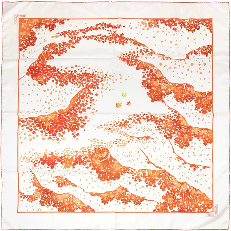 Hermes Scarf "Trois Feuilles" by Catherine Baschet 90cm Silk | Foulard Carre