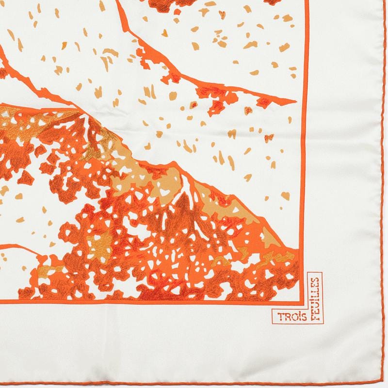 Hermes Scarf "Trois Feuilles" by Catherine Baschet 90cm Silk | Foulard Carre