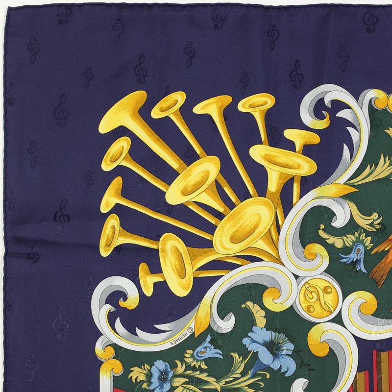 Hermes Scarf "Orgauphone et Autres Mecaniques" by Francoise Faconnet 90cm Silk