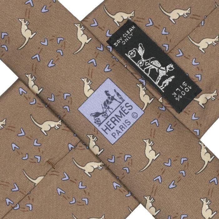Hermes Men's Silk Tie Whimsical Kangaroo Pattern 7994 | Necktie Cravate