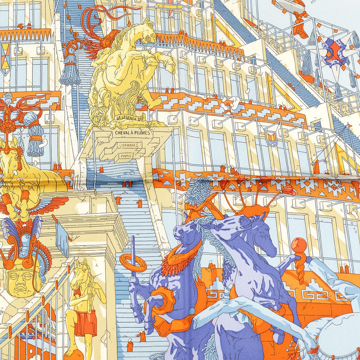 Hermes Scarf "Legede du Cheval a Plumes" by Ugo Gattoni 90cm Silk | Foulard Carre