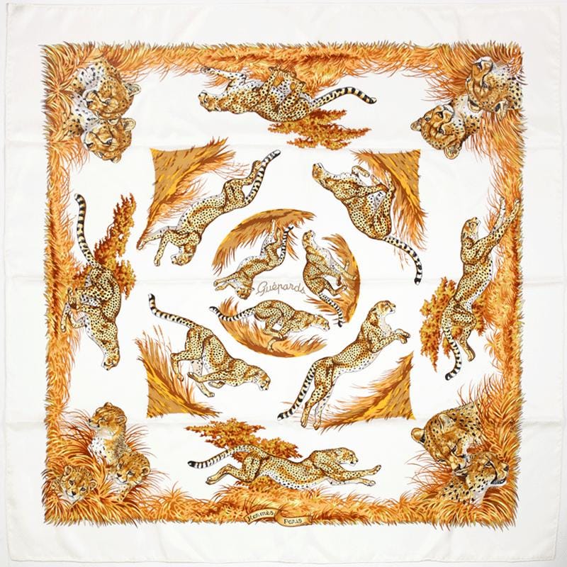 Hermes Scarf "Guepards" by Robert Dallet 90cm Silk