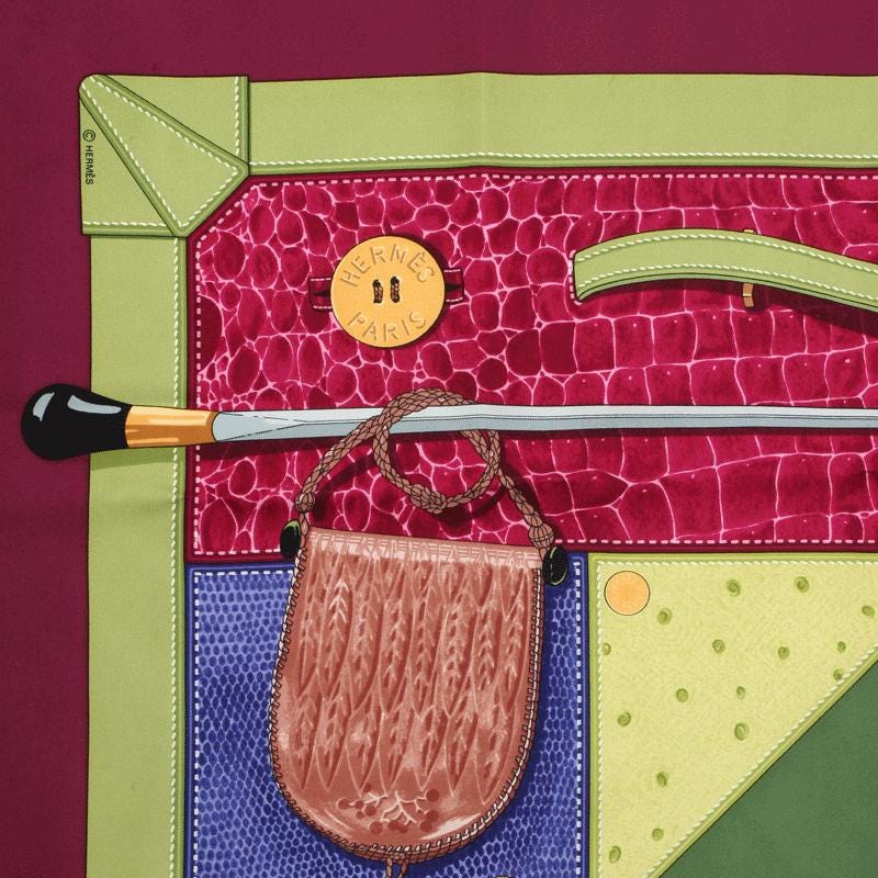 Hermes Scarf "Tout Cuir" by Caty Latham 90cm Silk | Foulard Carre
