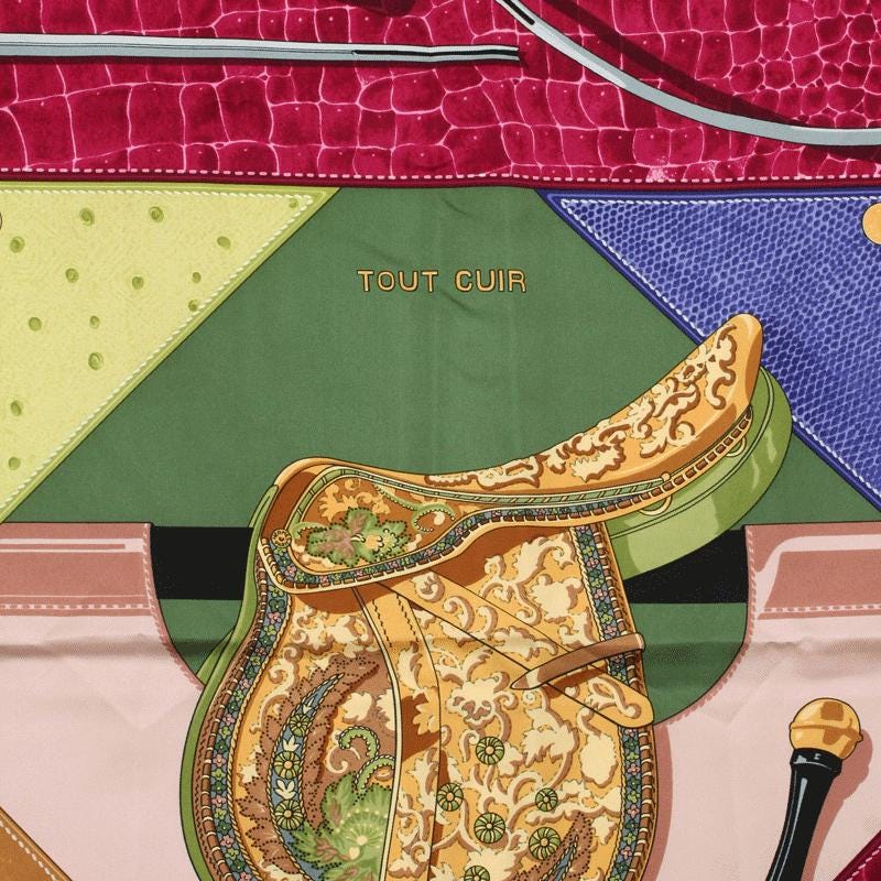 Hermes Scarf "Tout Cuir" by Caty Latham 90cm Silk | Foulard Carre