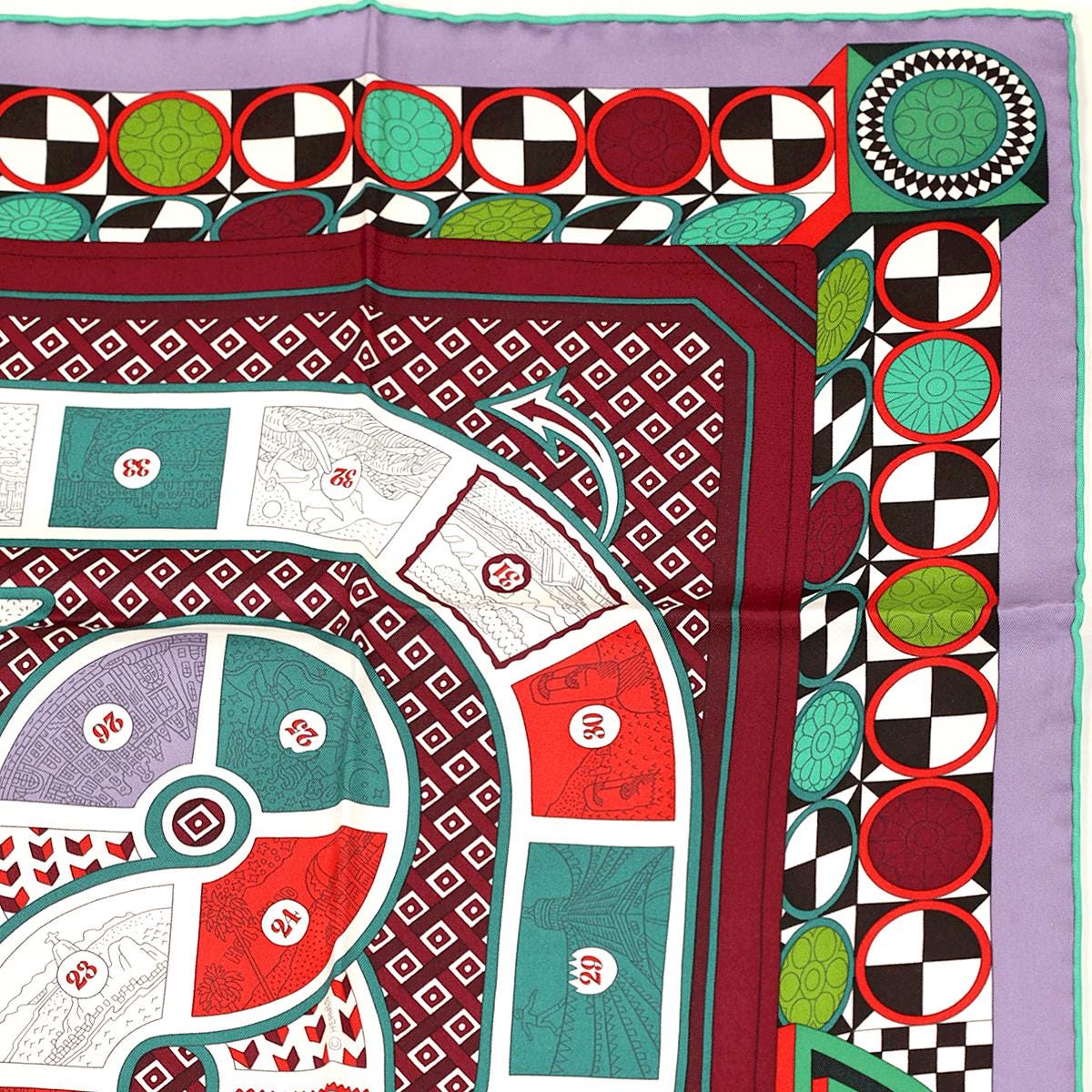 Hermes Scarf "Le Tour du Monde en 63 Cases" by Pierre Marie 90cm Silk | Carre Foulard