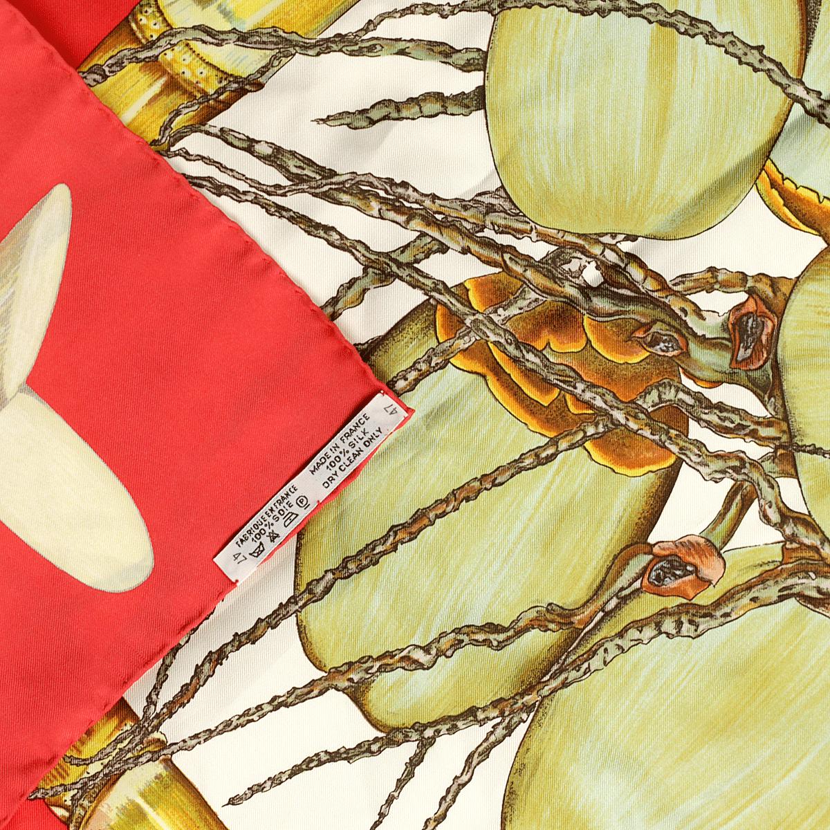 Hermes Scarf "Jardin Creole" by Valerie Dawlat Dumoulin Vintage 90cm Silk