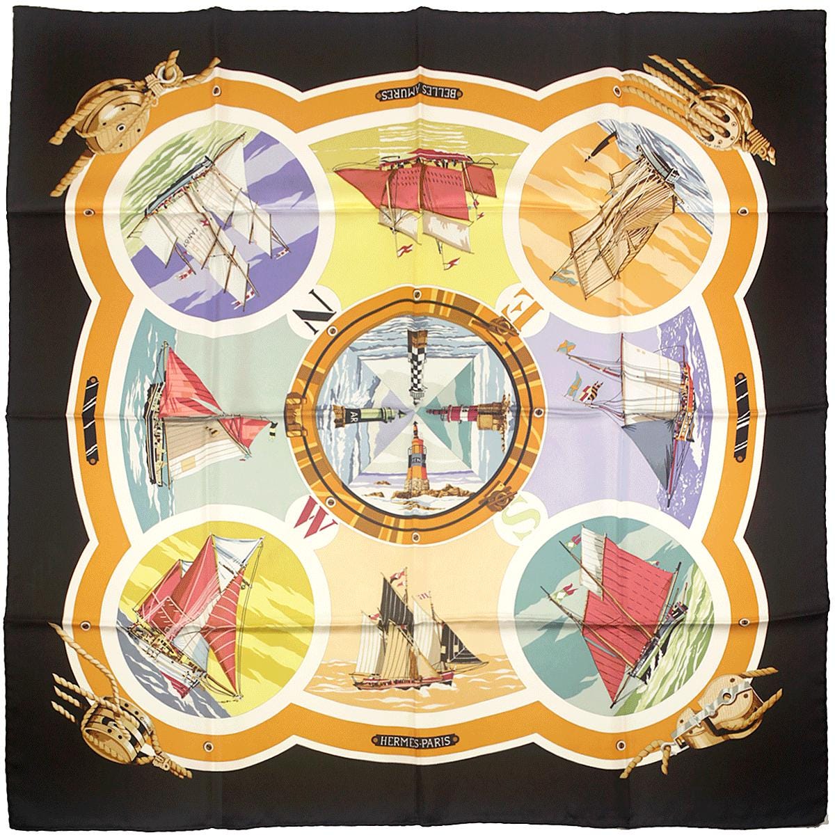 Hermes Scarf "Belles Amures" by Loïc Dubigeon 90cm Silk | Carre Foulard