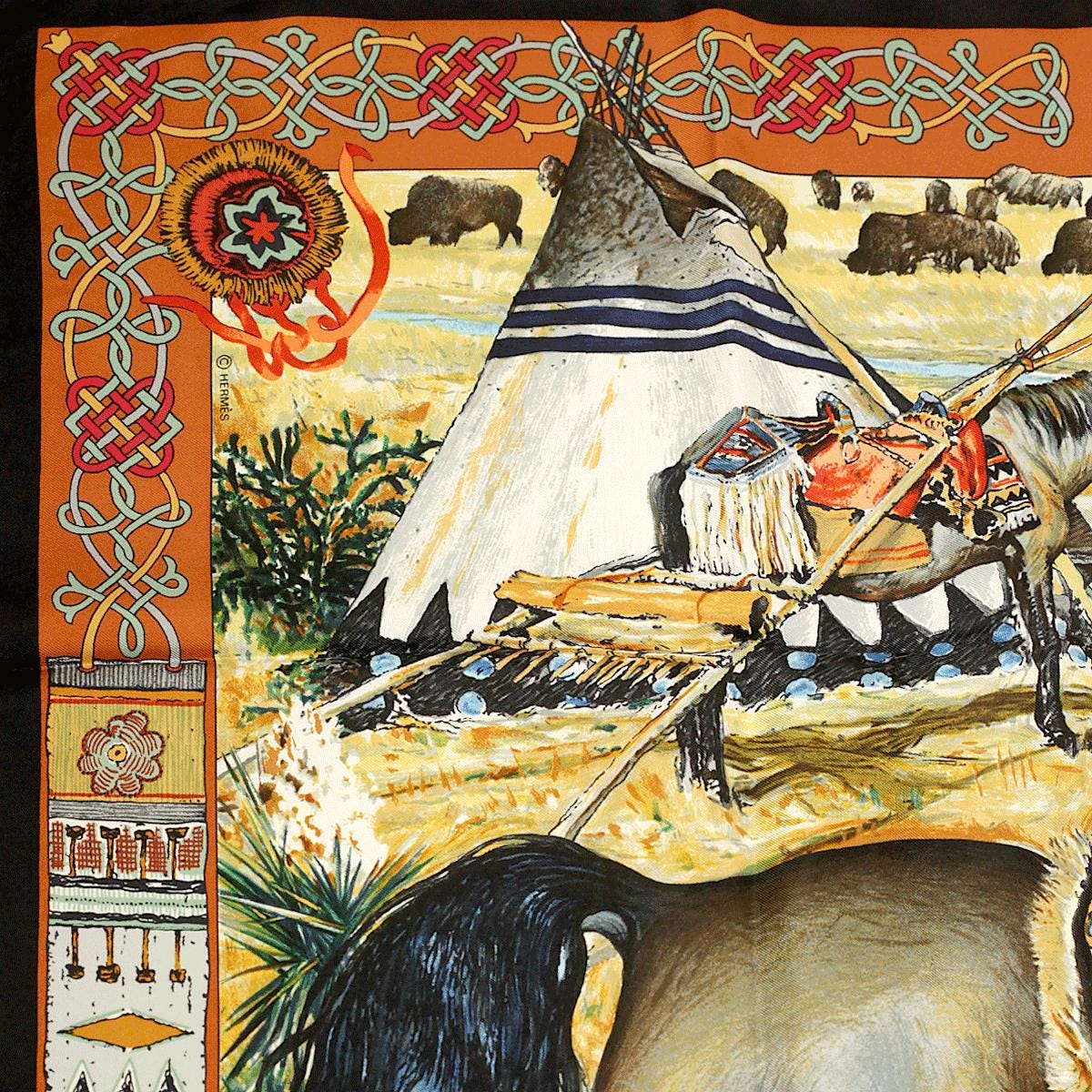Hermes Scarf "Les Cheyennes" by Kermit Oliver 90cm Silk | Grail