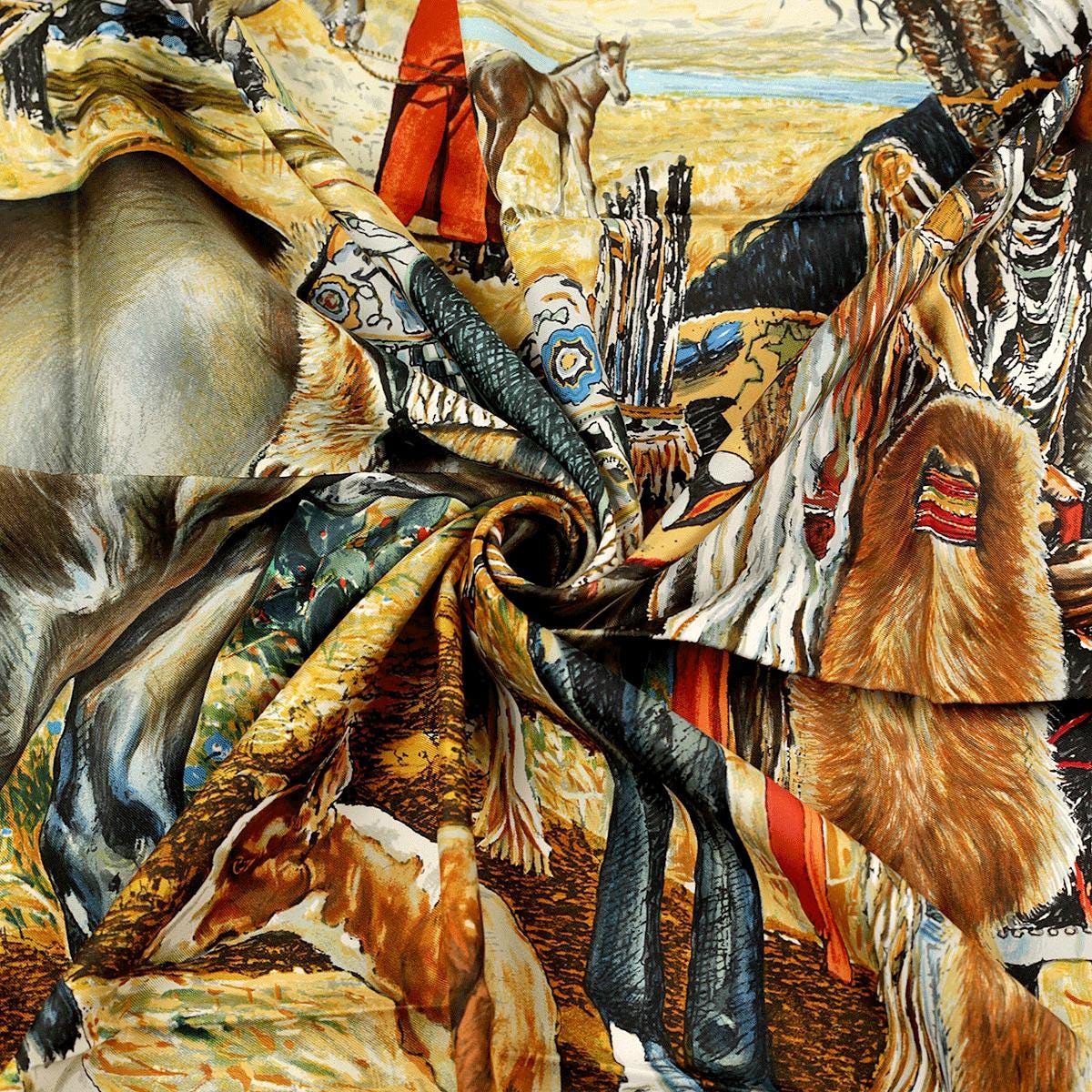 Hermes Scarf "Les Cheyennes" by Kermit Oliver 90cm Silk | Carre Foulard