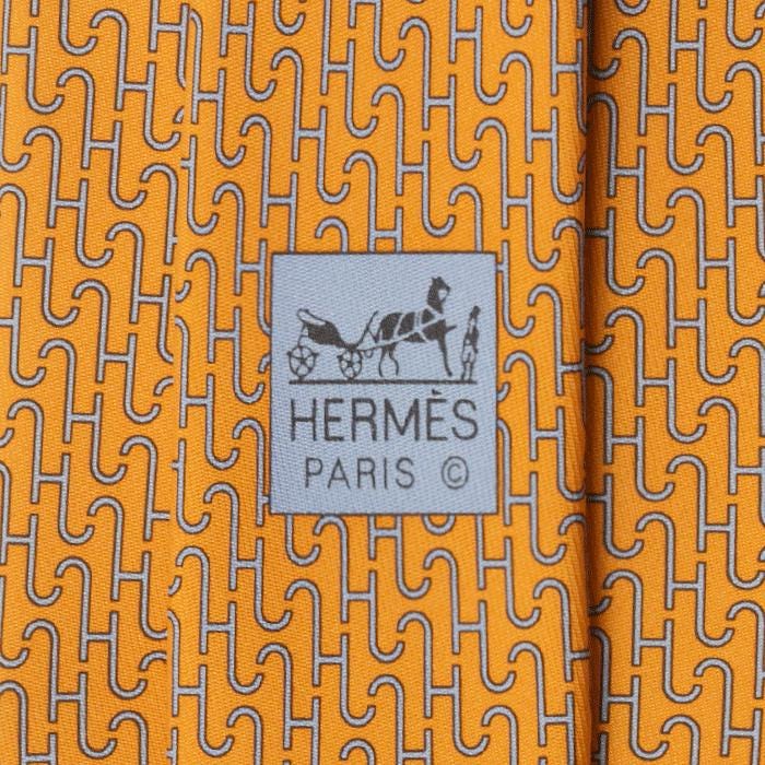 Hermes Men's Silk Tie H Geometric Pattern 605906 | Necktie Cravate