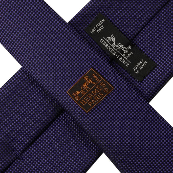 Hermes Men's Heavy Silk Tie Geometric Pattern 233616T | Necktie Cravate