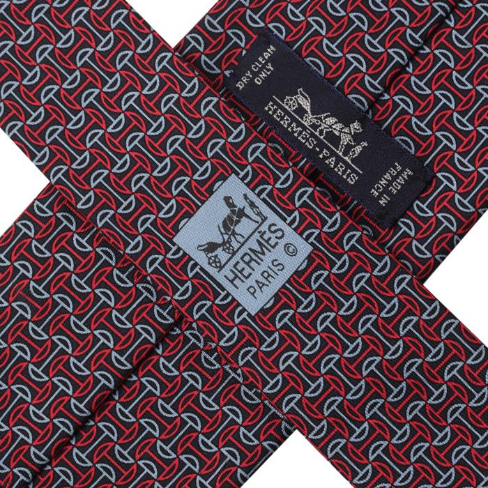 Hermes Men's Silk Tie Equestrian Geometric Pattern 605708 | Necktie Cravate
