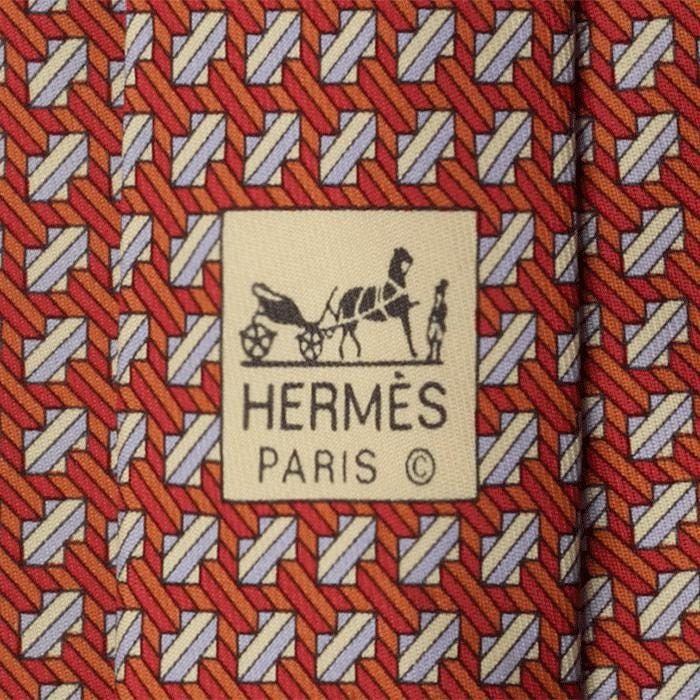 Hermes Men's Silk Tie Geometric Pattern 5080 | Necktie Cravate