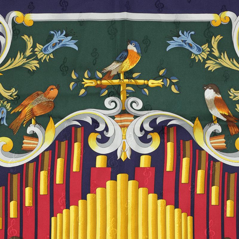 Hermes Scarf "Orgauphone et Autres Mecaniques" by Francoise Faconnet 90cm Silk