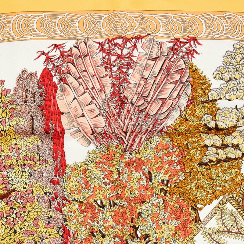 Hermes Scarf "Les Legendes de L'Arbre" by Annie Faivre 90cm Silk