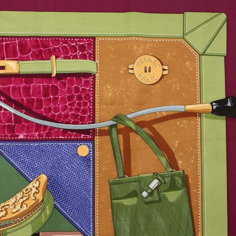 Hermes Scarf "Tout Cuir" by Caty Latham 90cm Silk | Foulard Carre