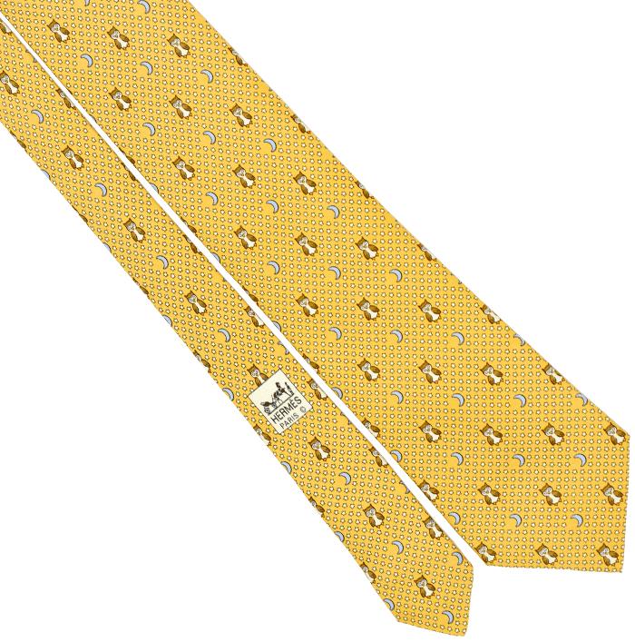 Hermes Men's Silk Tie Whimsical Owls and Moons Pattern 7997 | Necktie Cravate