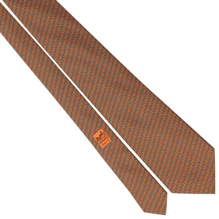 Hermes Men's Silk Tie H Geometric Pattern 5289 | Necktie Cravate