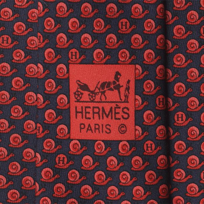 Hermes Men's Silk Tie Whimsical H Snails Pattern 5628 | Necktie Cravate