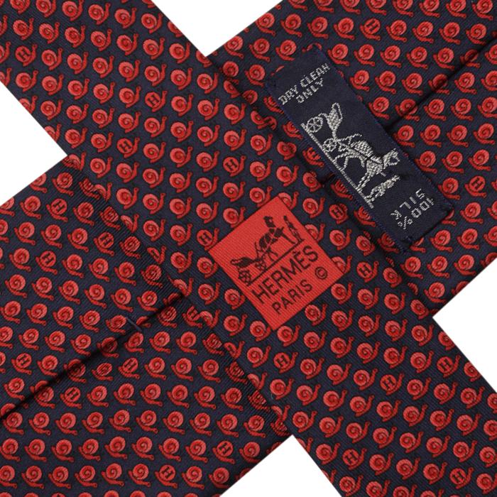 Hermes Men's Silk Tie Whimsical H Snails Pattern 5628 | Necktie Cravate