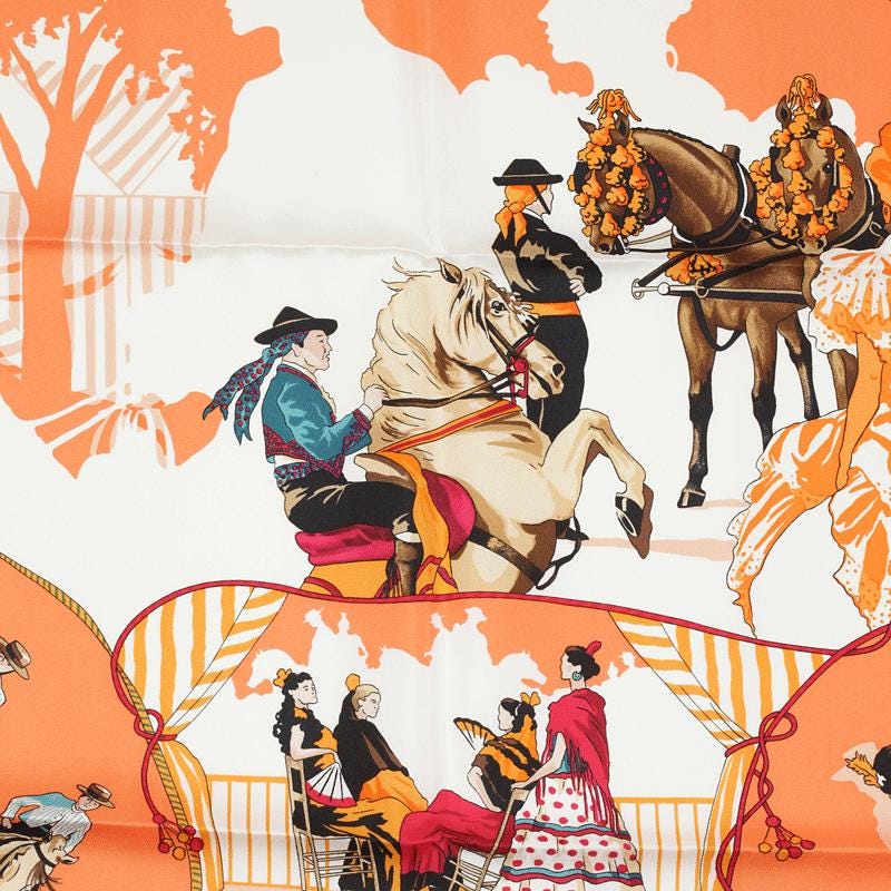 Hermes Scarf "Feria de Sevilla" by Hubert de Watrigant Vintage 90cm Silk | Carre Foulard