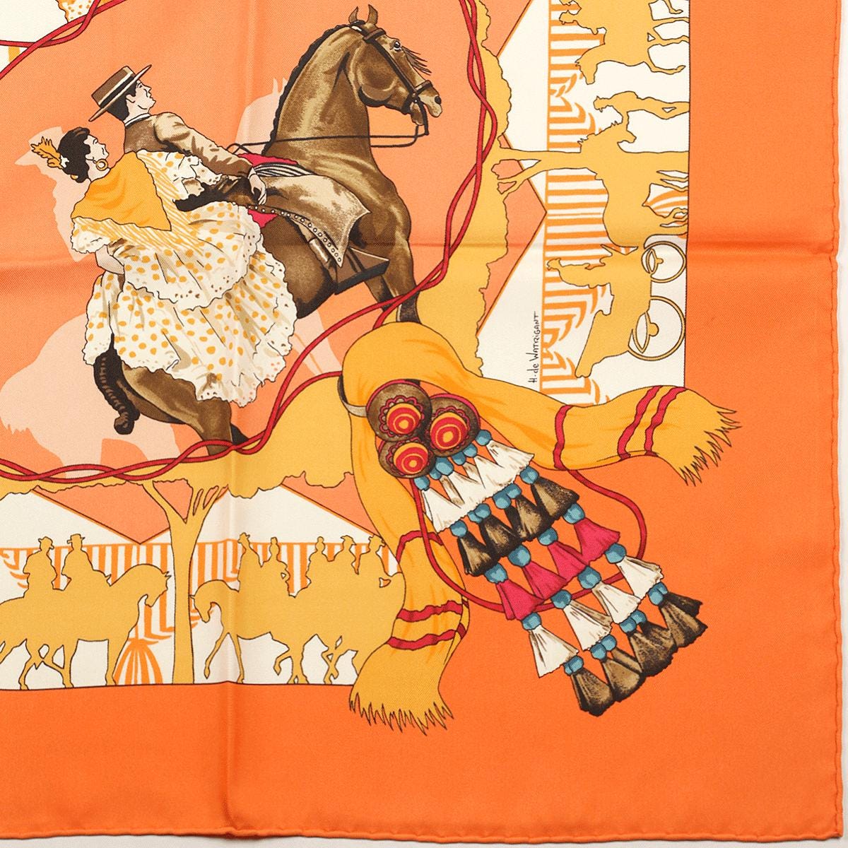 Hermes Scarf "Feria de Sevilla" by Hubert de Watrigant Vintage 90cm Silk | Carre Foulard