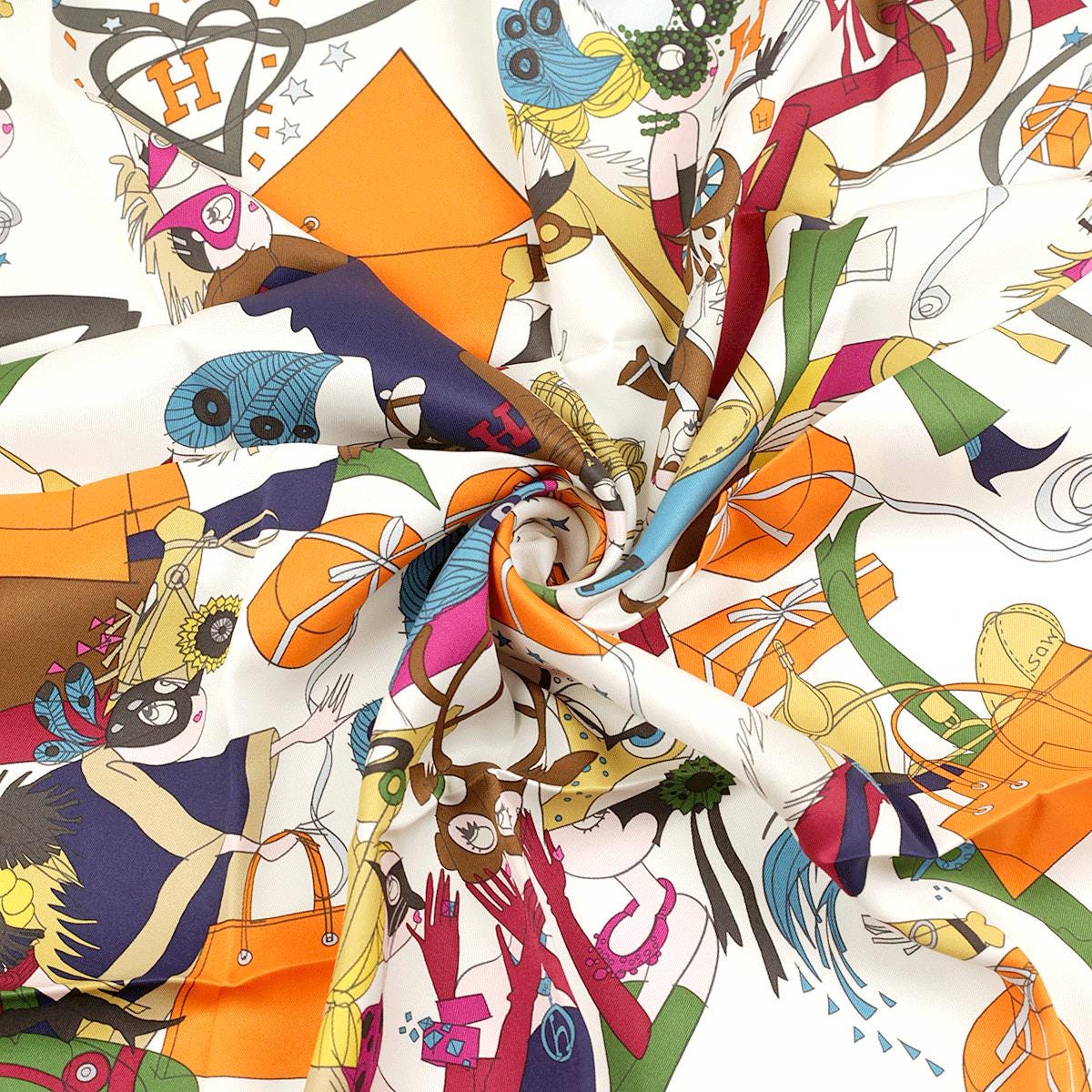Hermes Scarf "Le Bal Masque" by Saw Kang 70cm Silk | Foulard Carre