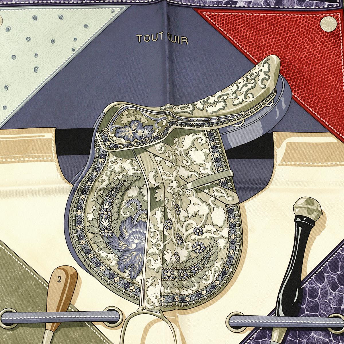 Hermes Scarf "Tout Cuir" by Caty Latham 90cm Silk | Foulard Carre