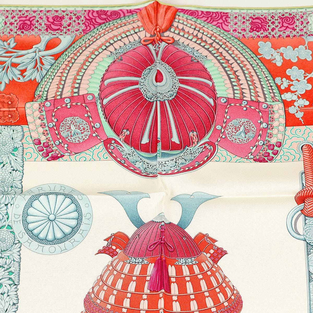 Hermes Scarf "Parures de Samourais" by Aline Honore 90cm Silk | Foulard Carre