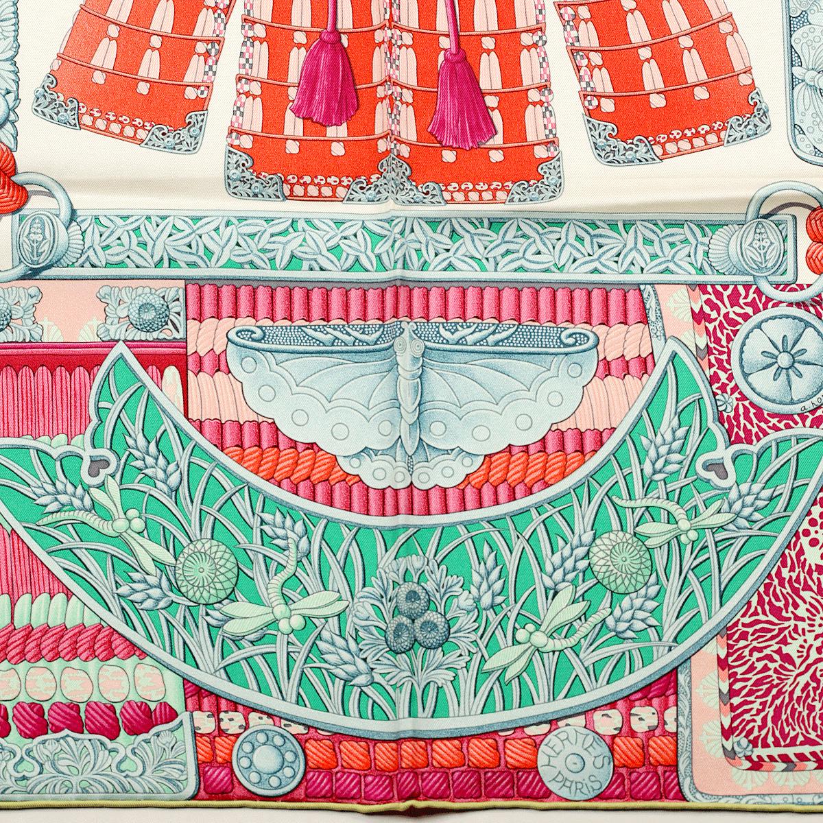 Hermes Scarf "Parures de Samourais" by Aline Honore 90cm Silk | Foulard Carre