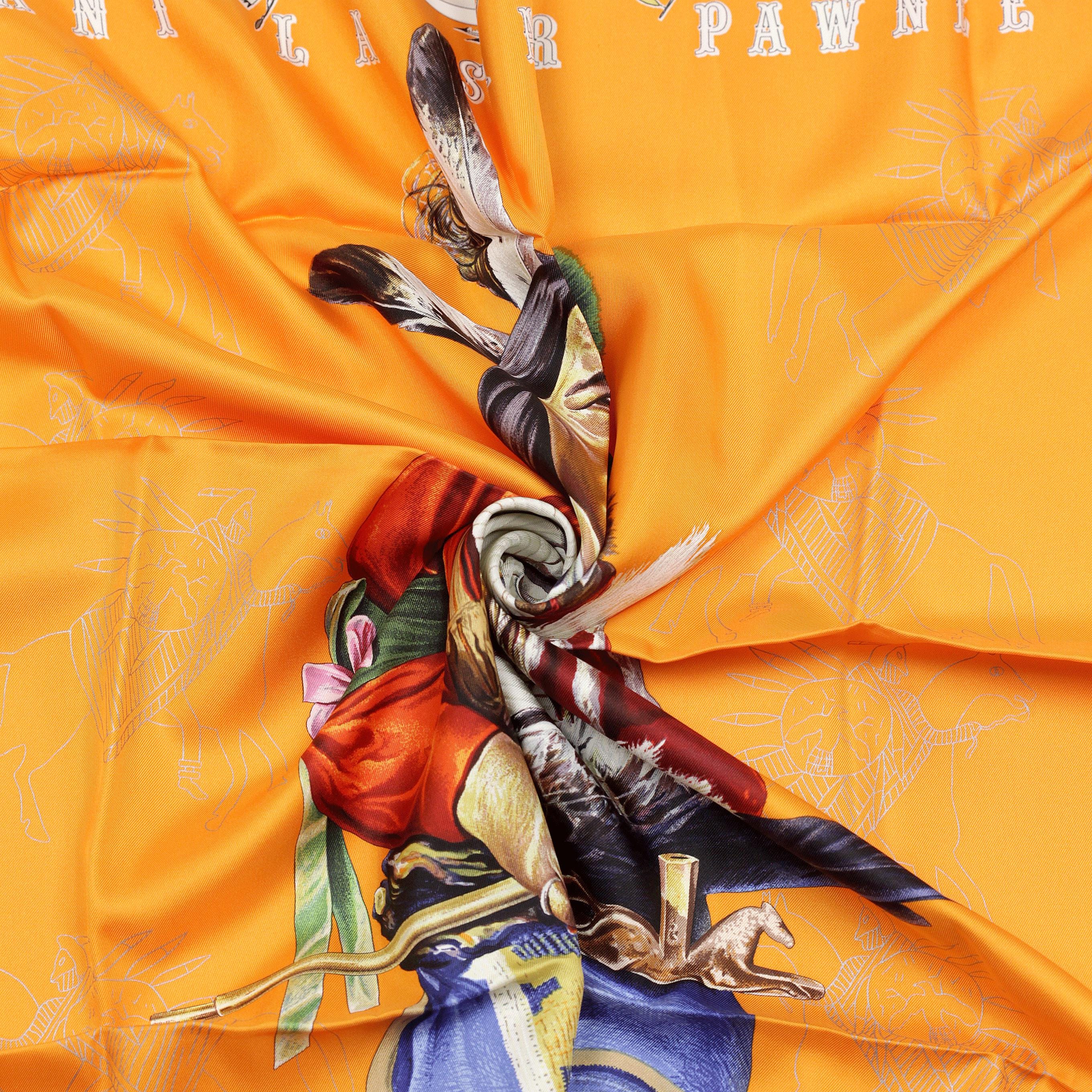 Hermes Scarf "Pani La Shar Pawnee" by Kermit Oliver Wash Carre 90cm Silk