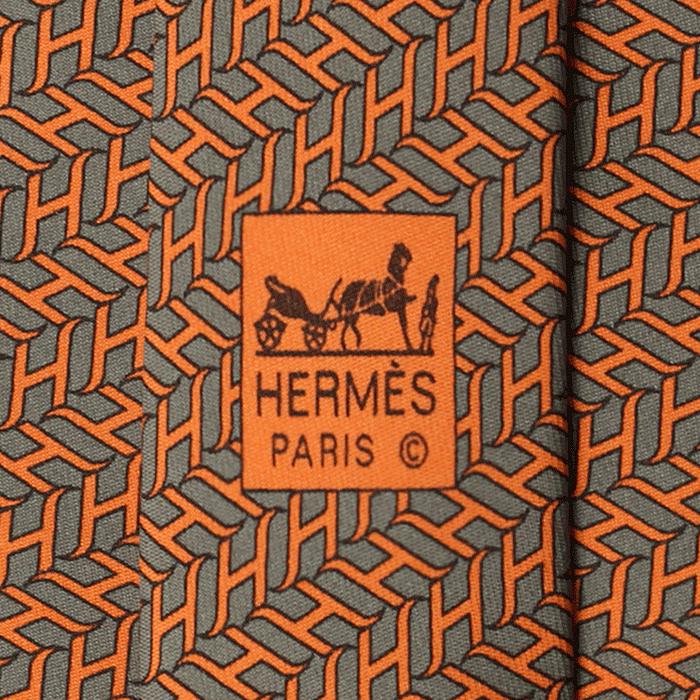 Hermes Men's Silk Tie H Geometric Pattern 5289 | Necktie Cravate