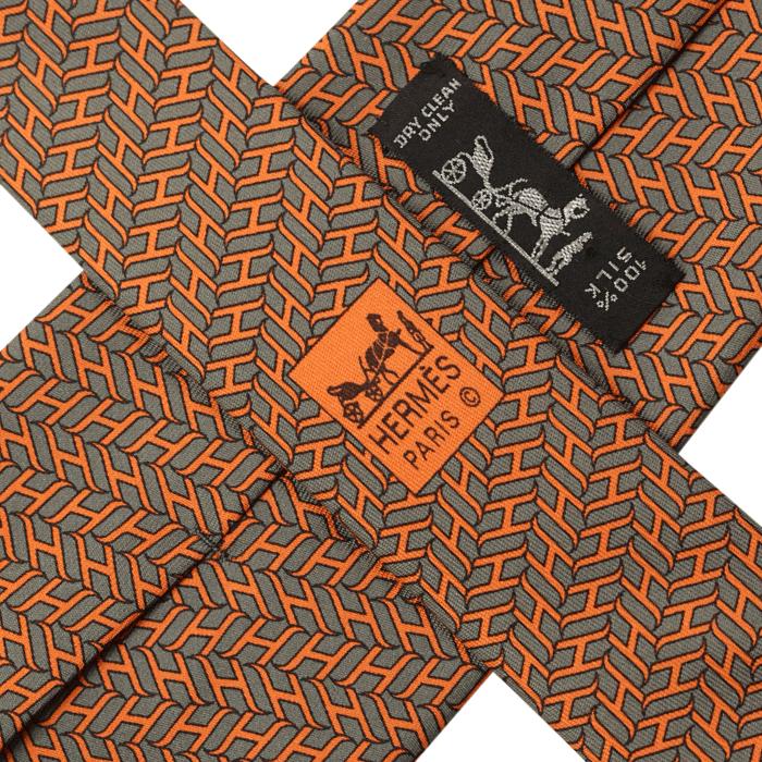 Hermes Men's Silk Tie H Geometric Pattern 5289 | Necktie Cravate