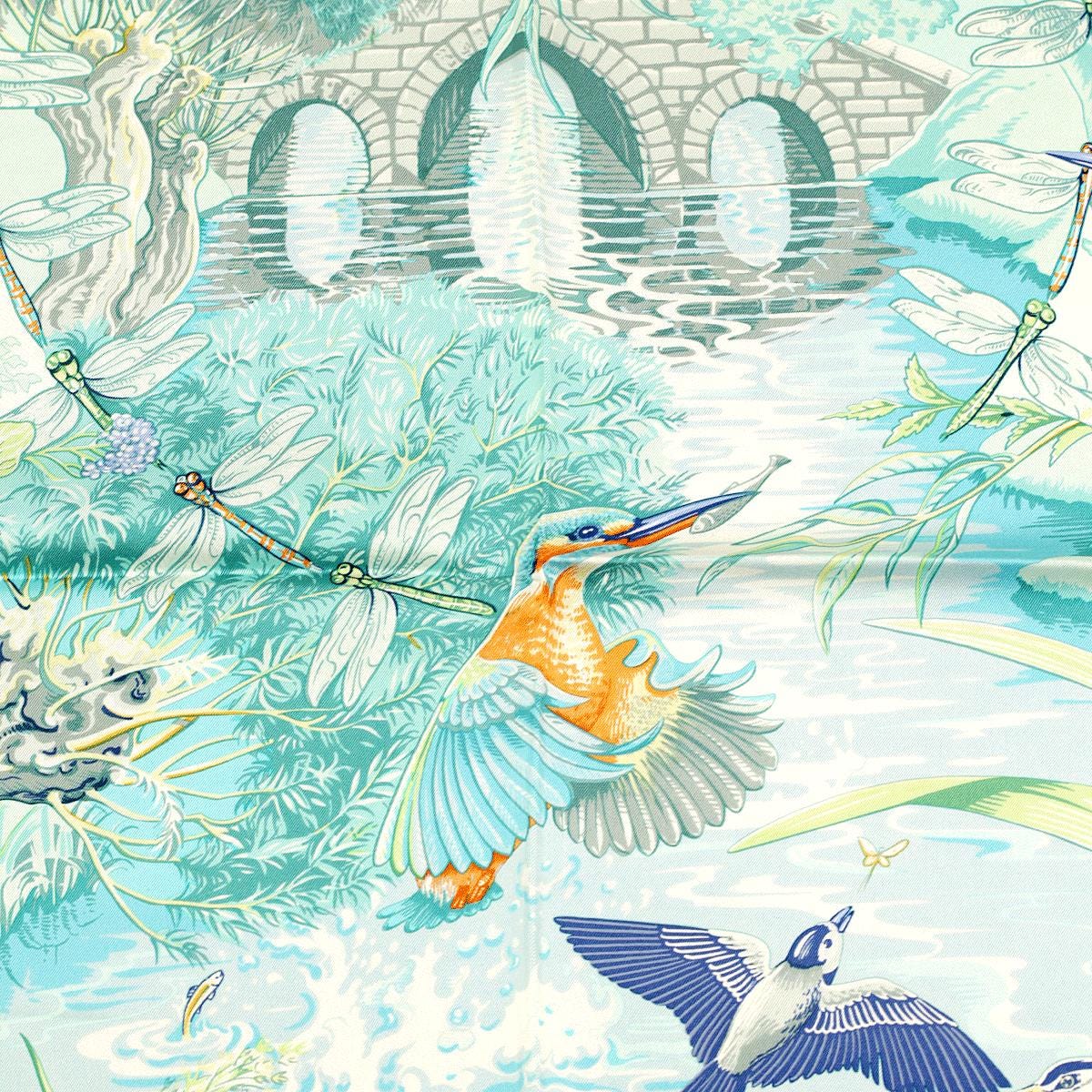 Hermes Scarf "Emerald Necklace Party in the Park" by Laurence Bourthoumieux Vintage 90cm Silk | Carre Foulard Limited Edition