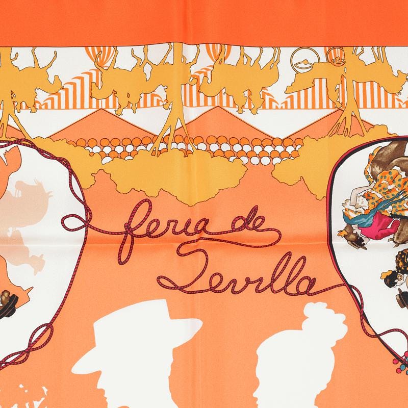 Hermes Scarf "Feria de Sevilla" by Hubert de Watrigant Vintage 90cm Silk | Carre Foulard