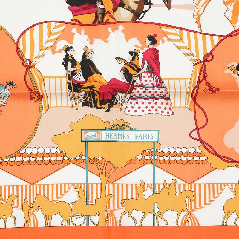 Hermes Scarf "Feria de Sevilla" by Hubert de Watrigant Vintage 90cm Silk | Carre Foulard
