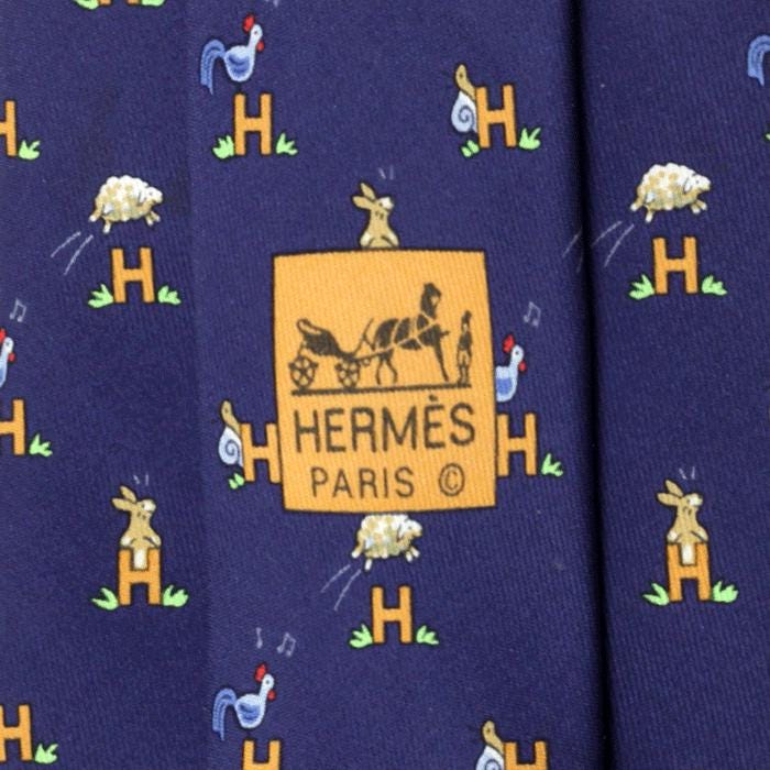 Hermes Men's Silk Tie Whimsical Animals Pattern 5029 | Necktie Cravate