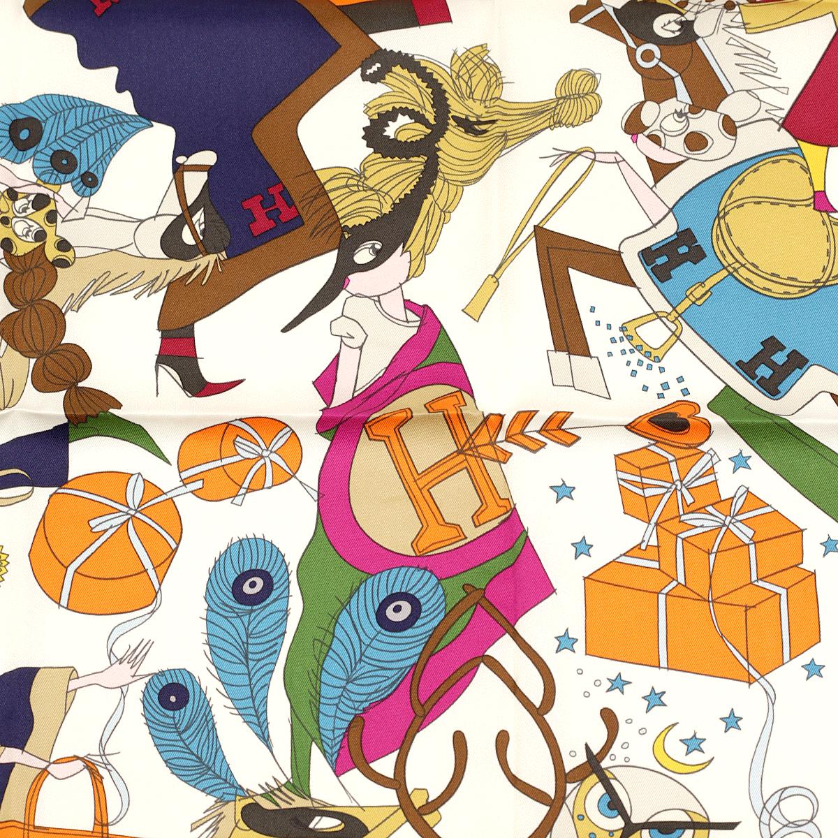 Hermes Scarf "Le Bal Masque" by Saw Kang 70cm Silk | Foulard Carre