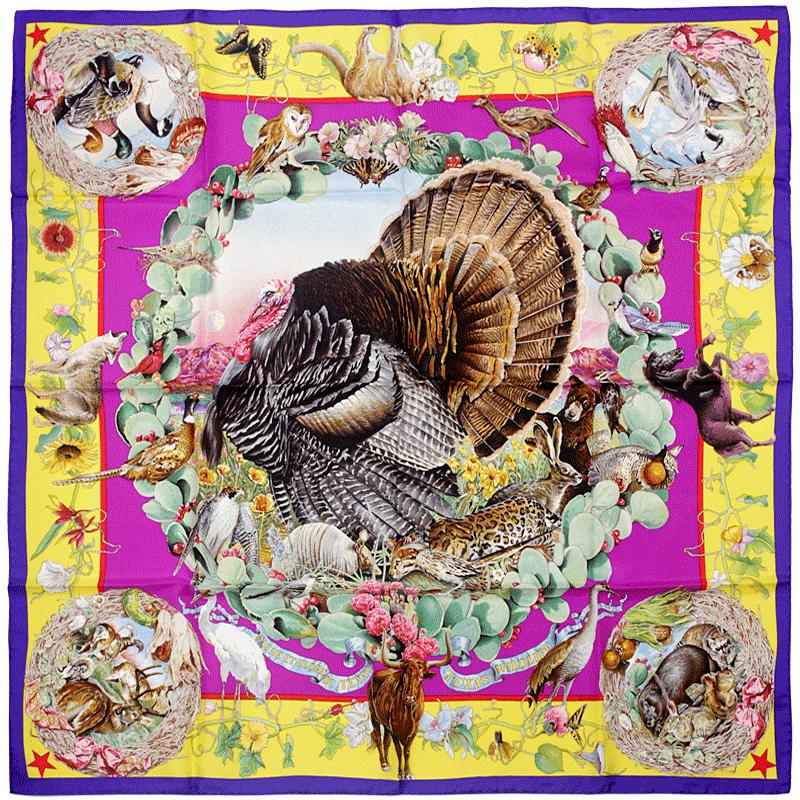 Hermes Scarf "Faune et Flora du Texas" by Kermit Oliver 90cm Silk | GRAIL Carre Foulard