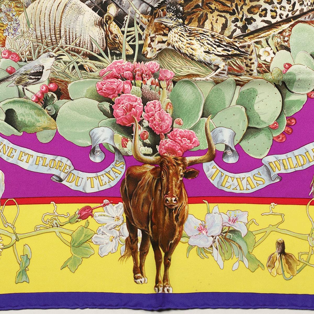Hermes Scarf "Faune et Flora du Texas" by Kermit Oliver 90cm Silk | GRAIL Carre Foulard
