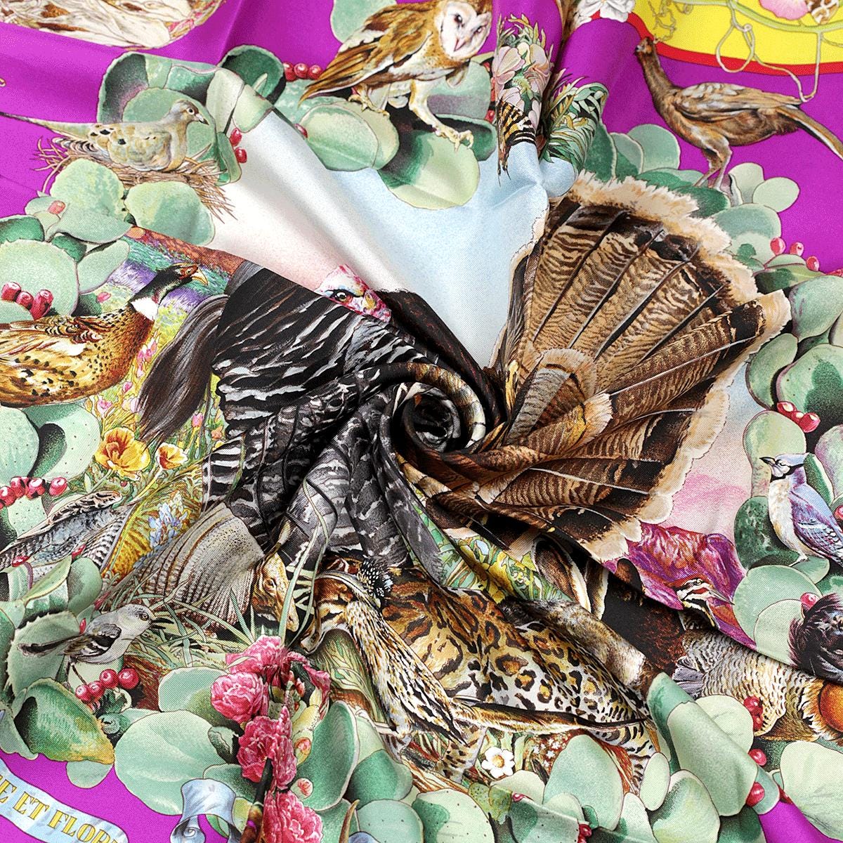 Hermes Scarf "Faune et Flora du Texas" by Kermit Oliver 90cm Silk | GRAIL Carre Foulard