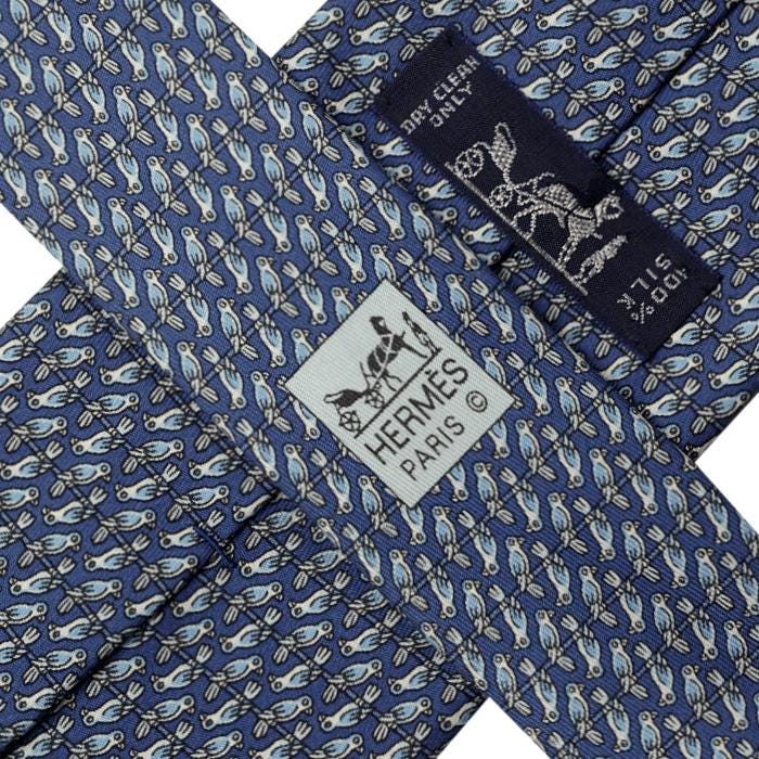 Hermes Men's Silk Tie Bird on a Wire Pattern 5514 | Necktie Cravate